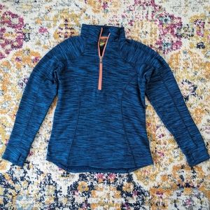 Cabela's Women's Pullover Quarter Zip Sweatshirt, Small, Blue with Orange Accent